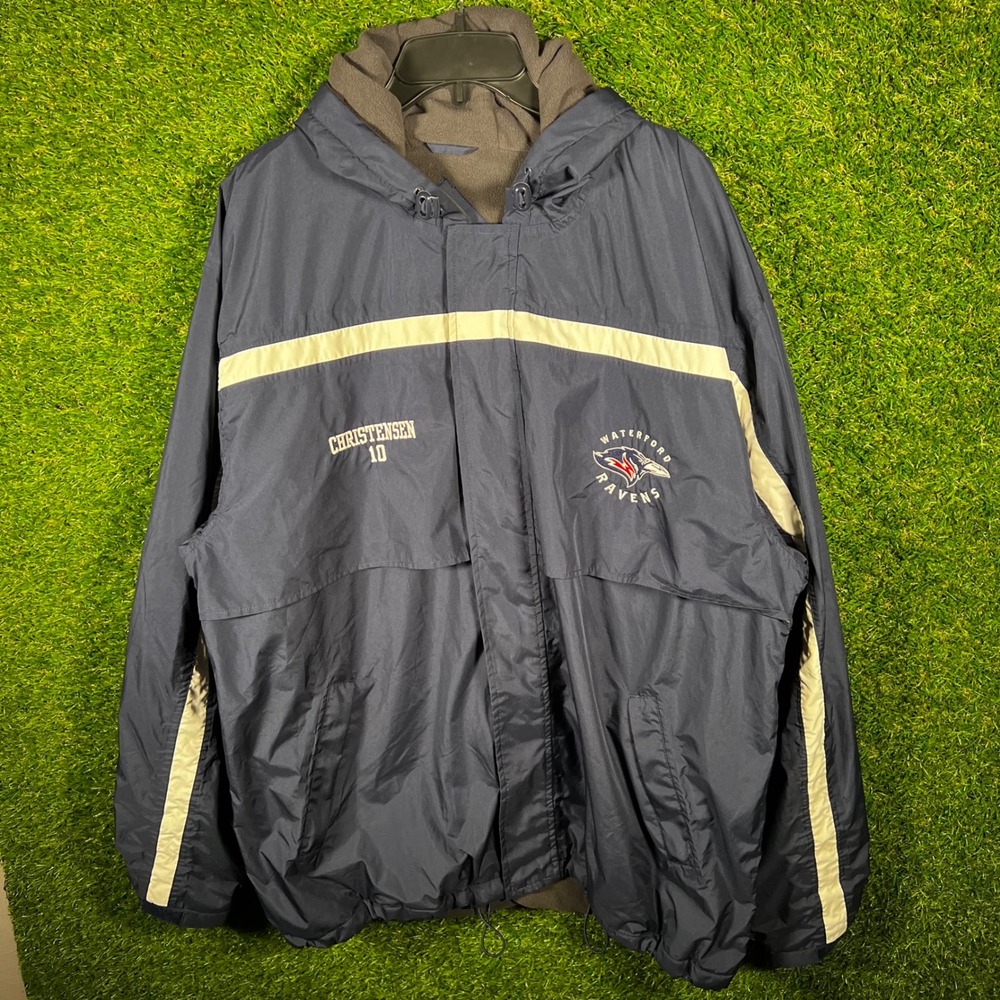 GTM Sportswear Waterford Lacrosse Windbreaker Jacket Navy Blue Fleece Lined XL‎